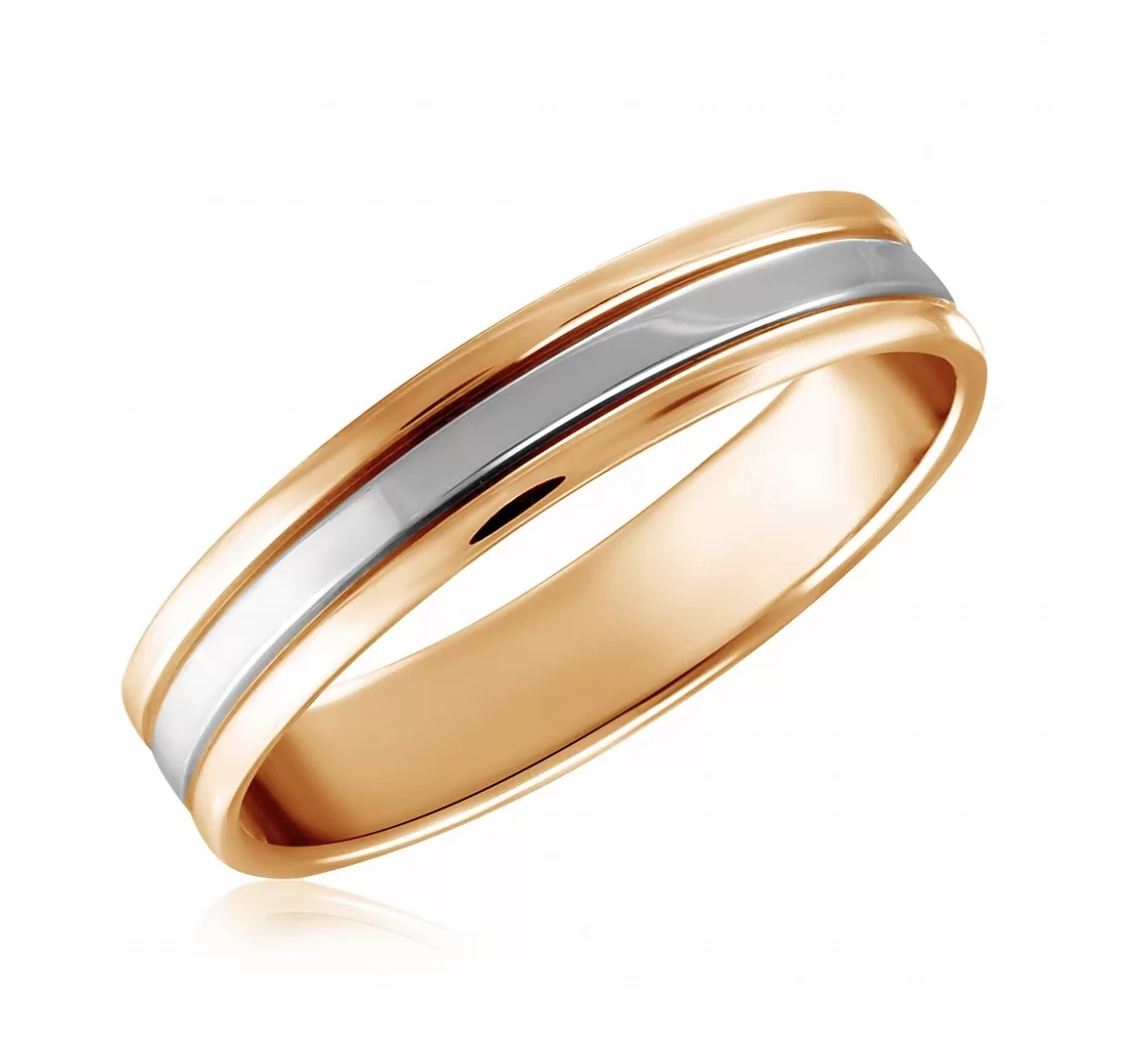 Обручальное кольцо из красного золота с белым