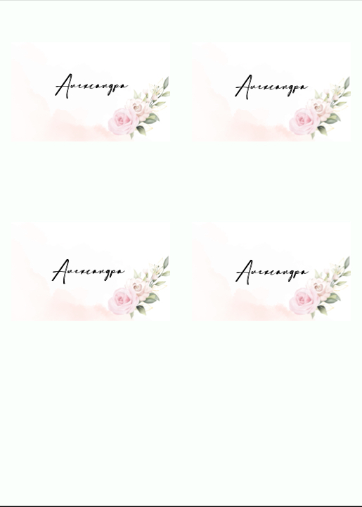 Именная карточка в стиле с нежно-розовыми цветами