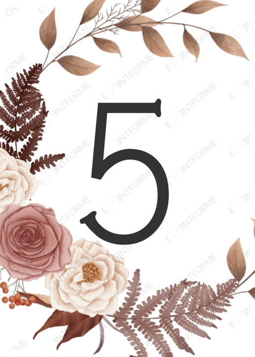 Номер стола с осенними цветами