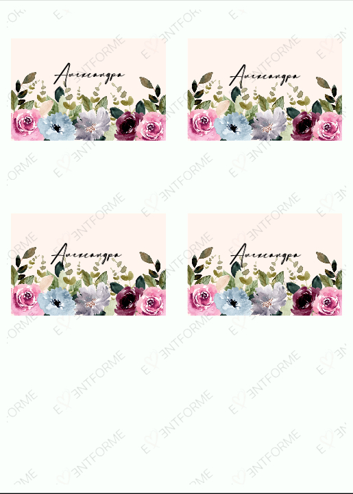 Именная карточка на свадьбу с цветами